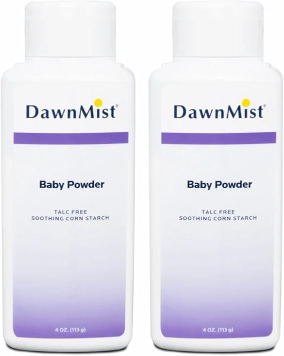 Dukal DawnMist Baby Powder Cornstarch Formula, 4 oz. Pack of 2 Gentle, Softening Powder for Babies, Adults, and Daily Use