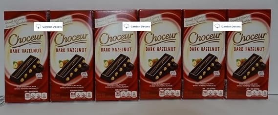 Choceur Dark Chocolate with Whole Roasted Hazelnuts 7.05oz 200g (6 Bars)