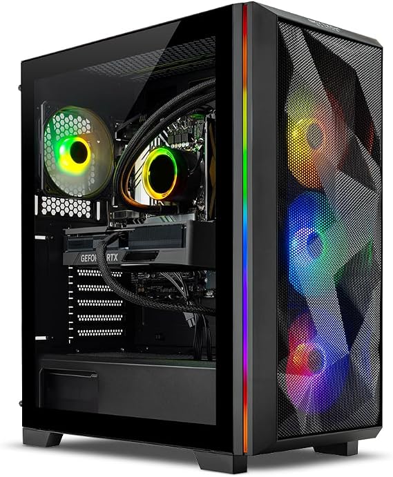 Skytech Chronos Gaming PC Desktop AMD Ryzen 7 5700X 3.4 GHz, NVIDIA RTX 4070 Ti, 1TB NVME SSD, 16GB DDR4 RAM 3200, 750W Gold PSU, 240mm AIO, 11AC Wi-Fi, Windows 11 Home 64-bit