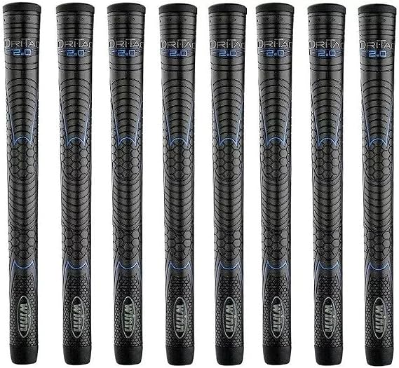 8 Piece Winn 62DT-JBK Dri-Tac 2.0 Golf Grip Midsize (+1/16") Bundle- Next Generation Golf Grip, Durable, Shock Absorbing, Non-Slip, Improves Swing Performance