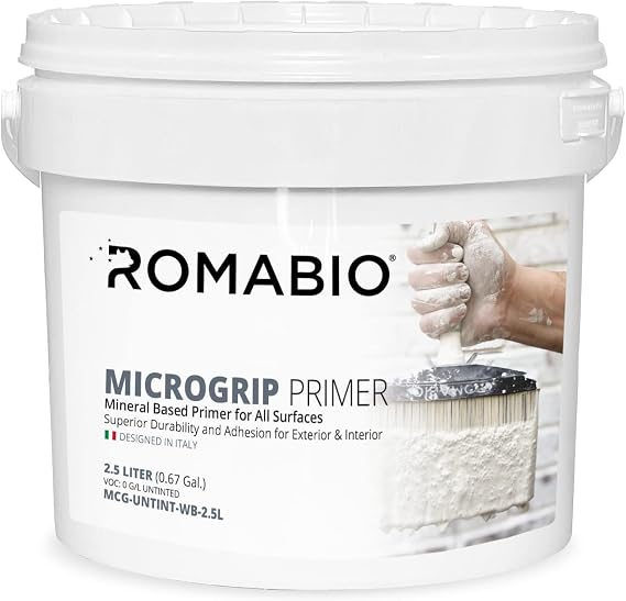 Romabio MicroGrip Primer, Interior/Exterior, Mineral Paint Primer, 2.5L/0.67GAL