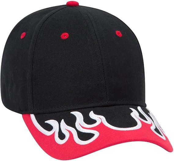 OTTO Flame Pattern Visor Cotton Twill 6 Panel Low Profile Baseball Cap