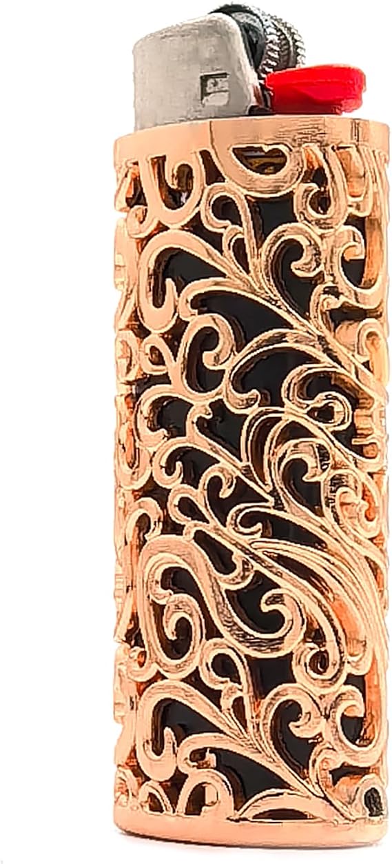 Thick Lighter Case Cover Holder Sleeve Pouches Metal Hollow Flower Design for BIC Full Size Lighter J6