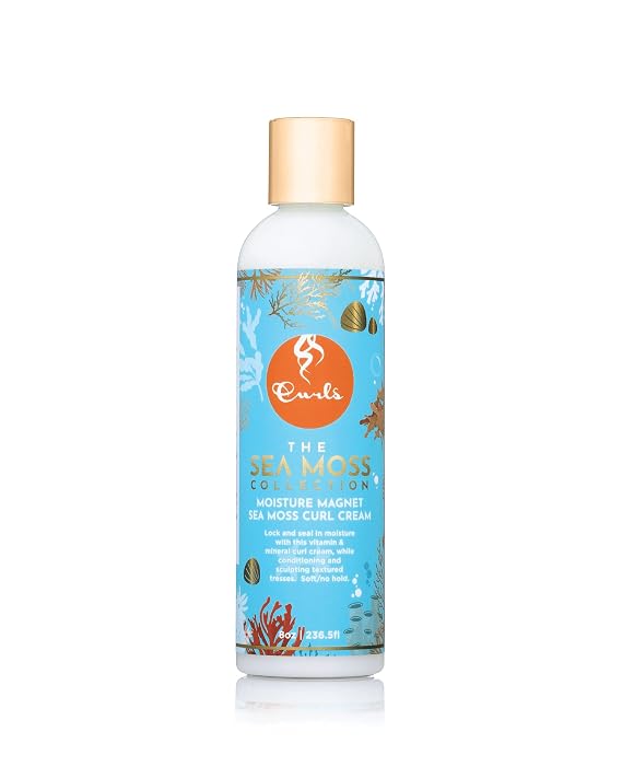 Curls Sea Moss Moisture Magnet Cream - Attracts and Locks In Moisture - Defines, Sculpts Waves, Controls Frizz - For All Types 8oz, 1 Count