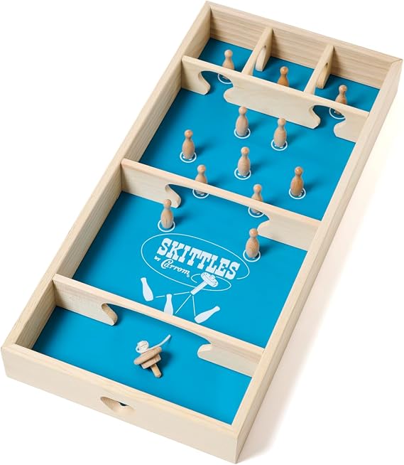 Carrom Skittles Game Large Board Games for Adults & Children Wooden Family Board Games for Family Night Indoor and Outdoor Games for Family