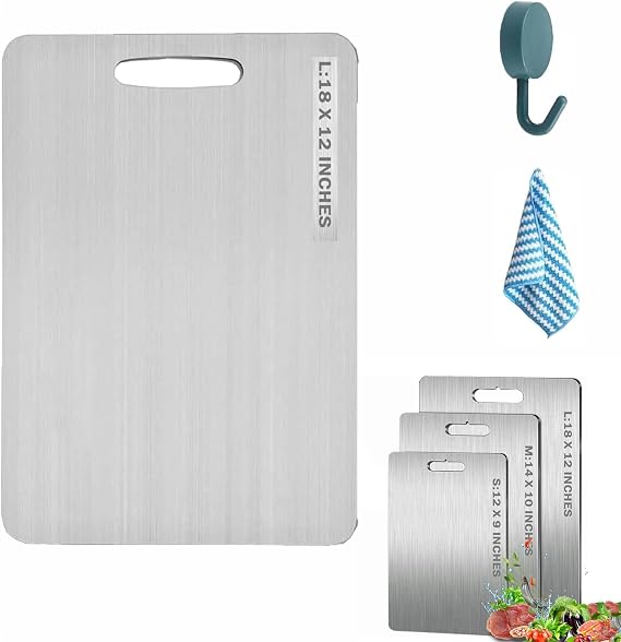 Pure Titanium Cutting Board for Kitchen, Double Sided Titanium Cutting Mat