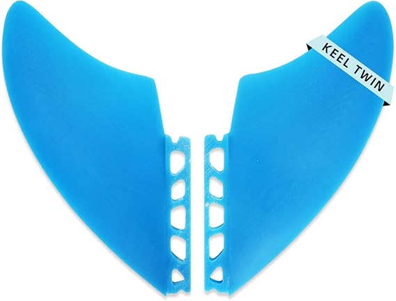 AQUBONA Twin Keel Fins, Single Tab Dual Tabs Fins Surfboard Fins, Twin Fin Fishtail Surfboard Fins Twin Keels - Smooth Fiberglass Flex