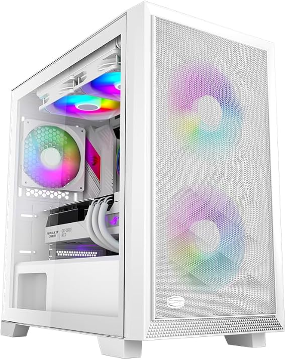 PCCOOLER CPS - C3D310 ARGB White - Airflow M-ATX Case - Gaming Desktop Case with 2 ARGB Fans - M-ATX/ITX - 350MM Graphics Cards Support (C3-D310WHP2-GL)