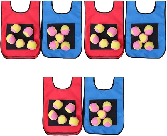 36 PCS Kids Sticky Ball Toss Game Set with 6 Vests | 30 Soft Sticky Balls, Outdoor Games, Yard Play, Birthday Party, Family Activities, Team Games
