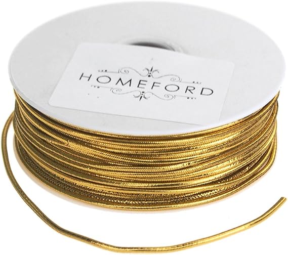 Homeford Stretch Cord Ribbon, 1/16-Inch, 25-Feet (Gold)