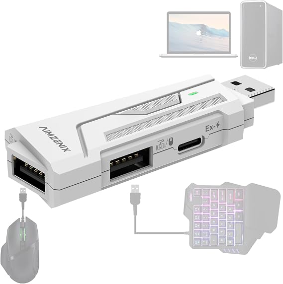 AX200 Mouse and Gaming Keyboard Adapter for PC& NSwitch (All Models) Support Key Mapping, App Customize Recoil, Aim Assist, Sensitivity, Smart Joystick Function, TPS, FPS, Latest Version
