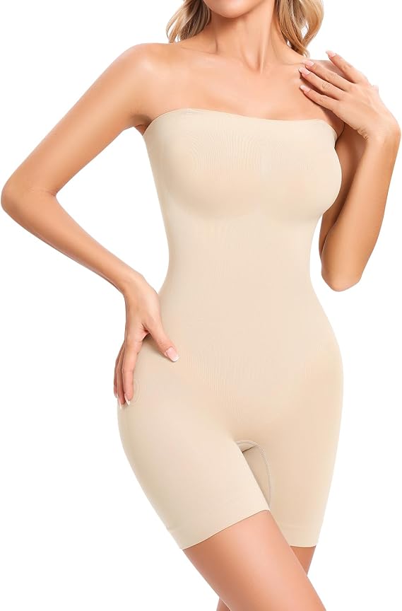 fortix Strapless Shapewear Bodysuit for Women Seamless Full Body Shaper