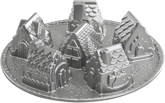 Nordic Ware 81948 Cosy Village 6-Cup Cake Pan Silver