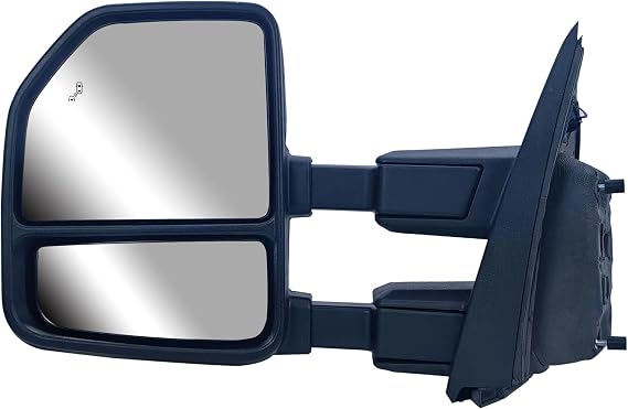 Replacement Driver Left Side Door Towing Mirror Power and Heated with Signal Light and BLIS Textured and Chrome Back Cover For Ford F-150 F-250 F-350 F-450 F-550 Super Duty from 2015 to 2020
