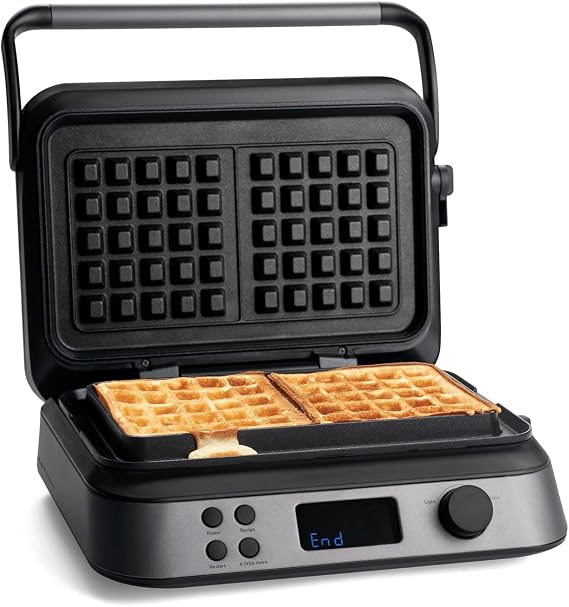Wanda Waffle Iron 1600 W Double Waffle Iron for Belgian Waffles Practical Overflow Groove Display to Show the Baking Colour