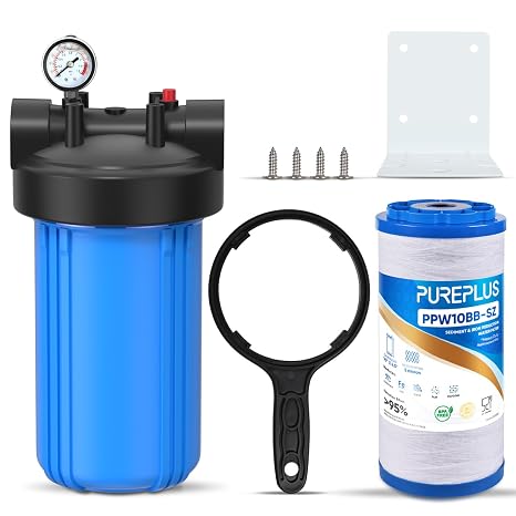 PUREPLUS 1-Stage Whole House Water Filter System, Iron & Manganese Reduce
