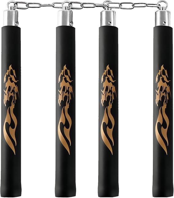 TOPOINT Nunchuck,Safe Foam Rubber Training Nunchucks/Nunchakus with Steel Chain for Kids & Beginners Practice and Training (Black)