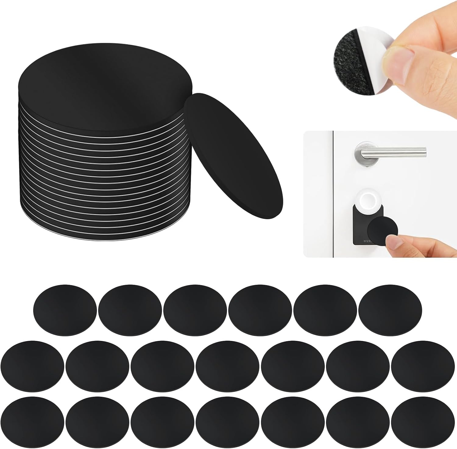 OFFCUP NFC Tags, 20PCS NFC Coin Cards, 25mm  1 Inch NFC Stickers Self-Adhesive NTAG215 NFC Round Cards NFC Tags Compatible with Tagmo Amiibo and All NFC Enabled Mobile Phones and Devices Black