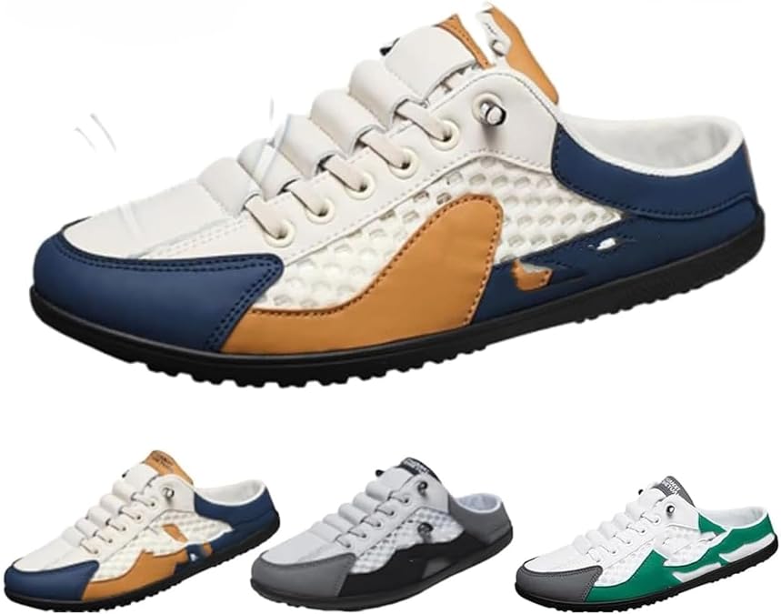 Men's Backless Sneakers, Men Slip on Mule Sneakers Men Slippers Casual Sports Shoes Low Top Baotou Half Drag Sneaker