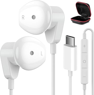 USB C Headphones for iPad ProiPhone 17 16 15 Pro Max Air HiFi Stereo USB-C Wired Earbuds Microphone Volume Control Type C Earphone for Samsung S26 S25 S24 S23 Ultra S22 S21 Note 20 Pixel 10 9 8 7 6 5
