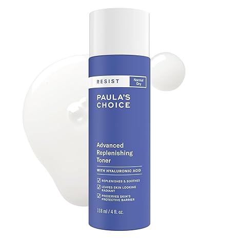 Paula's Choice Resist Advanced Replenishing Face Toner, 4 Fl Oz | Anti-Aging Toner with Hyaluronic Acid, Vitamin C & E, Softens & Replenishes Dry Skin, Fragrance-Free