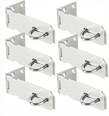 6 Packs 4 Inch Door Hasp Latch Locks, Stainless Steel Security Padlock Hasp with Mounting Screws, Door Gate Lock Hasp for Shed, Cabinet, Furniture, Drawer