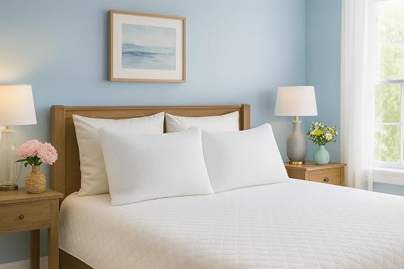 2 Pack Queen Size Rayon Derived from Bamboo Pillows, Cooling Shredded Memory Foam Bed Pillows for Sleeping, Adjustable Pillow Sets for Back, Stomach, Side Sleepers, Queen (Pack of 2)