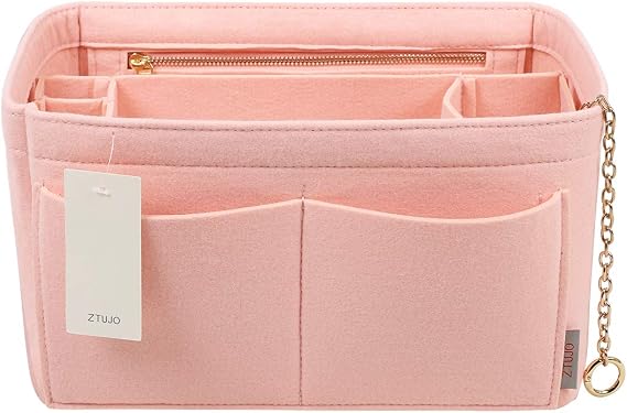 ZTUJO Purse Organizer Insert, Felt Purse Organizer with Zipper and Sewn Bottom Insert, Fit Speedy Neverfull Graceful,6 Sizes