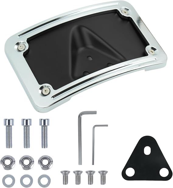 3148 Curved Laydown License Plate Frame Mount for Harley Davidson 3 Hole
