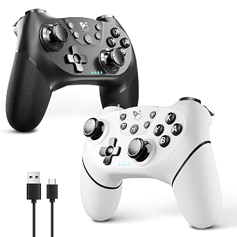 AceGamer Wireless Pro Controller for Nintendo Switch/Lite/OLED/Switch 2/PC, 2 pack, Hall Effect Joystick for Switch 2 Pro Controller with Wake-Up/Dual Vibration/Turbo/Ergonomic ! (Black&White)