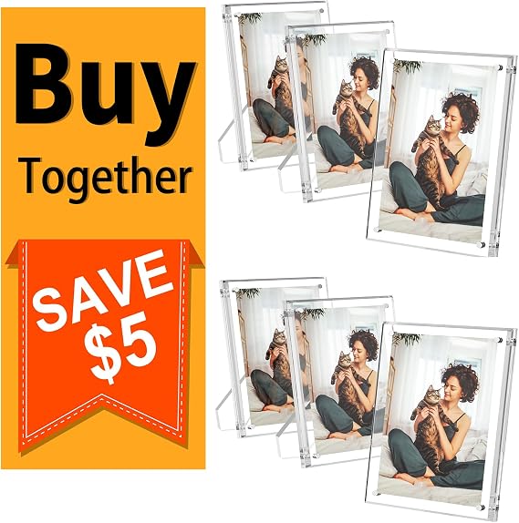 AITEE 5x7 and 4x6 Acrylic Picture Frames 3 Pack Bundle