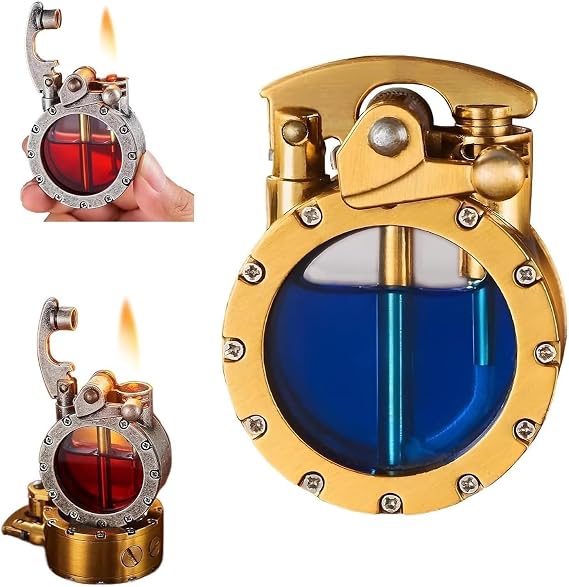 Retro Metal Rocker Kerosene Lighter, for Male Father and Husband(Gold)