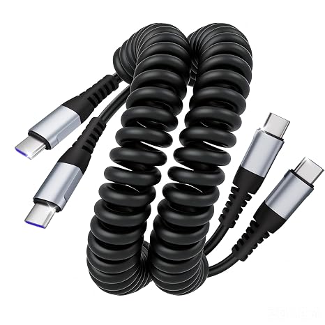 Quickeep Coiled USB C to USB C Cable 3FT 2Pack, USB C Charger Cable for Car