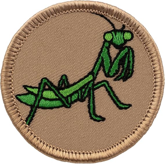 Praying Mantis Patrol Patch - 2" Diameter Round Embroidered Patch (Sew-on)