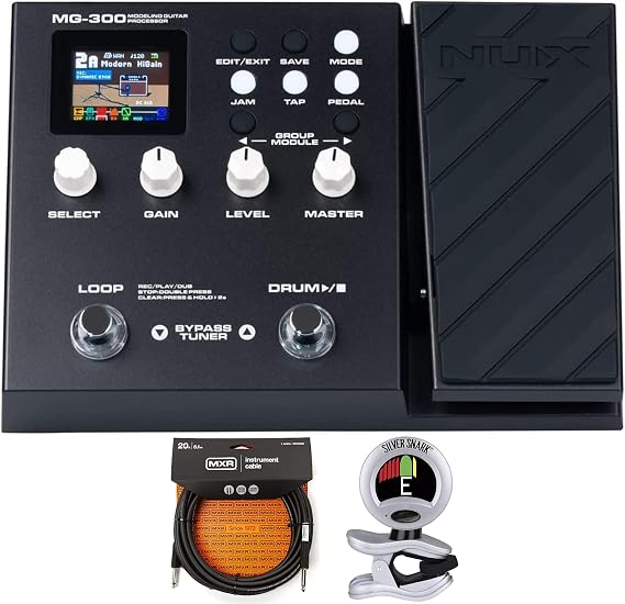 NUX MG-300 Multi Effect Pedal Bundle with MXR 20' Cable and Snark Tuner MG300 Bundle