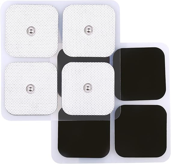 LotFancy TENS Unit Replacement Pads, 40 Pcs 2x2 Snap Electrodes Pads, Reusable Tens Pads for EMS Muscle Stimulator, Using 3.5mm Snap Connector