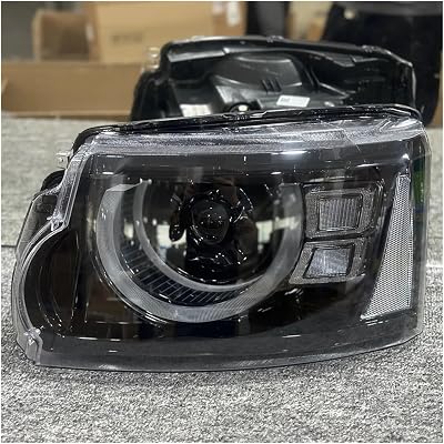 Car Front Lights Compatible For Land Rover Discovery 4 Headlight 2010-2016 LED Projector Headlamps DRL Turn Signal Assembly Auto PartsWhite Color,10-13