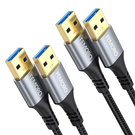 FEMORO USB 3.0 A to A Cable 3ft, 5Gbps Male-to-Male Cord, 2 Pack