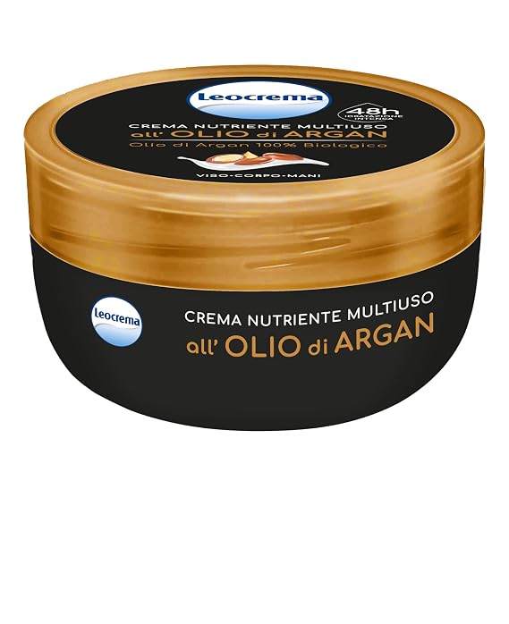 Organic Argan Oil Multipurpose Body & Face Cream - for Exceptional 24-Hour Hydration by Leocrema