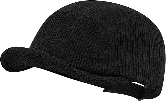 CLAPE Corduroy 5 Panel Hat, Lightweight Breathable Adjustable Soft Flat Brim Baseball Cap Trucker Hat for Outdoor Adventures
