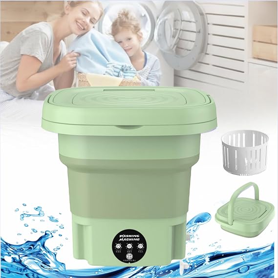 Portable Apartment Washing Machine, 8L Mini Folding Washing Machine with 3 Levels Vibration Wave and Drainer, Compact Washing Machine for Baby Clothes, Towels, Underwear or Small Items View