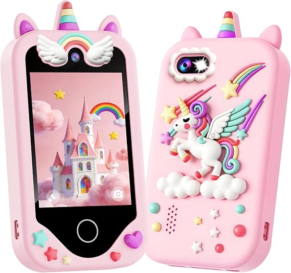 Kids Smart Phone for Girls Gifts, Toddler Christmas Birthday Gift for Age 3, 4, 5, 6, 7, 8 Year Old, Kids Phone Toy with Touchscreen, Dual Camera, Game, Kid Mp3 Player, Learning Play Toy