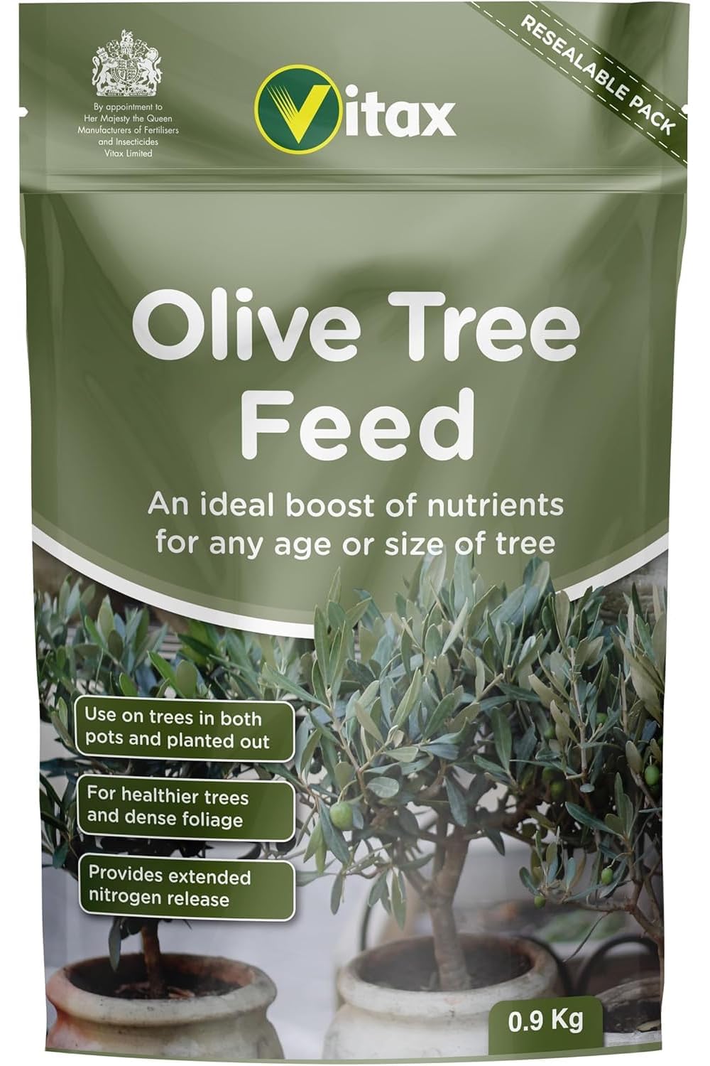 Olive Tree Feed Fertiliser 0.9kg – Slow Release Plant Food for Olive Trees, Promotes Healthy Growth, Dense Foliage & Increased Fruiting – Suitable for Pots & Outdoor Trees
