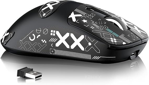 MAMBASNAKE Attack Shark X3MAX Wireless Gaming Mouse,PixArt PAW3950 42000 DPI,49g Ultralight Tri-Mode(BT5.4/2.4GHz/Wired), 1K Polling Rate Programmable Computer Mice for PC/MAC/Win - Black&Tape