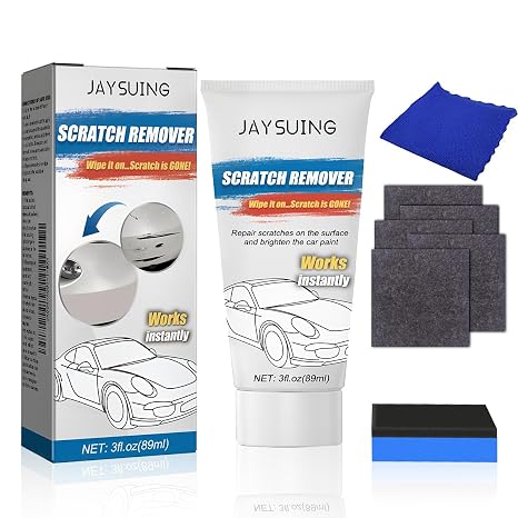 Scratch Remover Kit – Car Scratch and Scuff Removal, Car Polish Wax Scratch Remover Kit, Car Scratch Remover Cream, Easy Application, High Gloss Finish, ncludes Applicator Pad & Microfibre Cloth