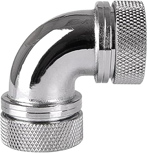 Thermaltake Pacific DIY LCS Chrome G1/4 PETG 16mm (5/8") OD Tube 90 Degree Dual Compression Fitting Cooling - CL-W099-CA00SL-A