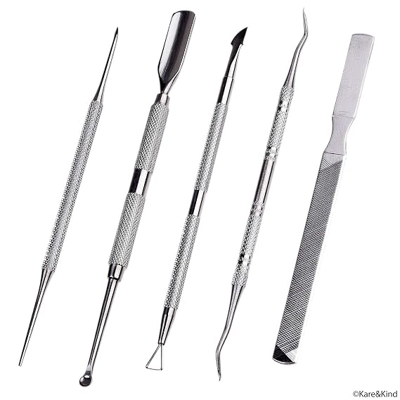 Complete 5 Piece Cuticle and Nail Care Set - For Manicure and Pedicure Use - Salon Quality - Stainless Steel - Personal Care for Men and Women - Easy to Use and Clean