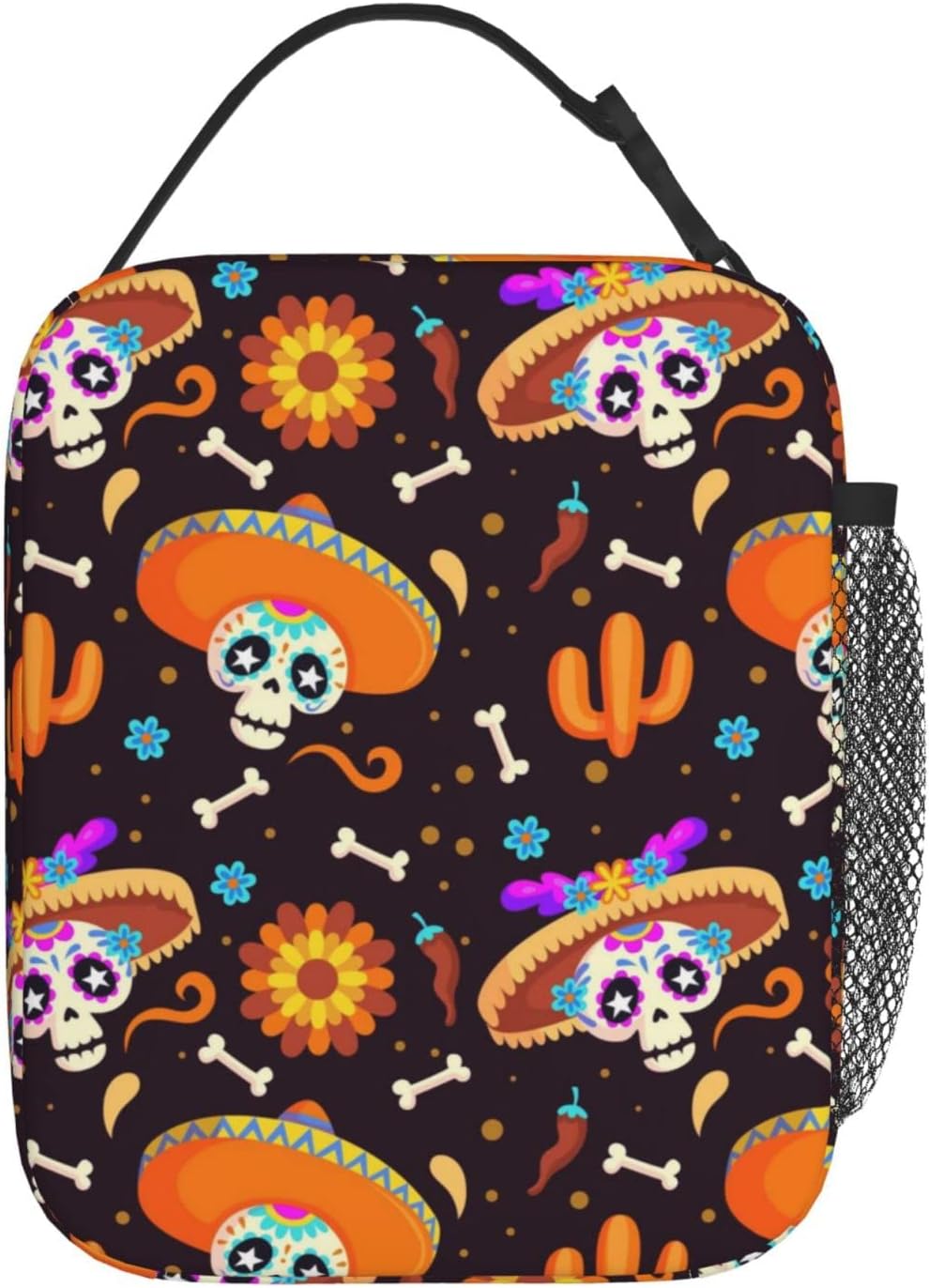 CHAMOO Día De Muertos Insulated Thermal Lunch Bag, Adults Boys Girls Reusable Lunch Box, Portable Lunchbag For Office School Picnic