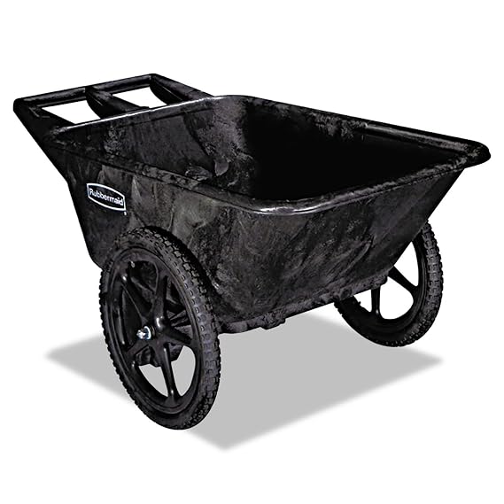 Rubbermaid Big Wheel Utility Cart - Polyethylene - Large 20 x 2.25 Inch Pneumatic Tires - Black