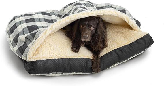 Snoozer Rectangle Cozy Cave Dog Bed, Hooded Dog Bed, Barkley B Diamond (M)